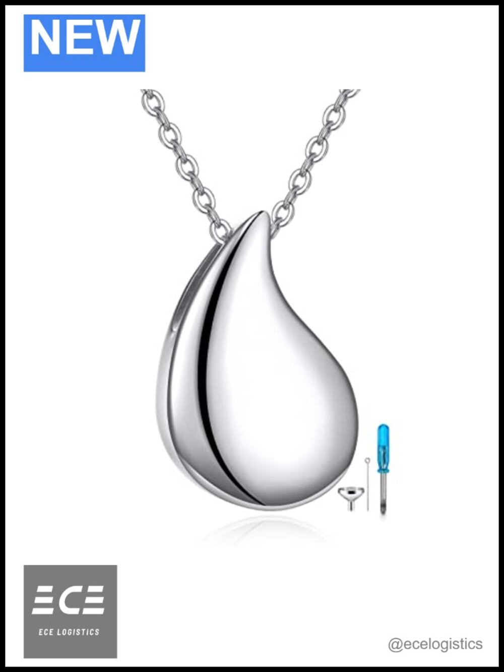 Sterling Silver Teardrop Urn Necklace for Ashes Memorial Keepsake Pendant
